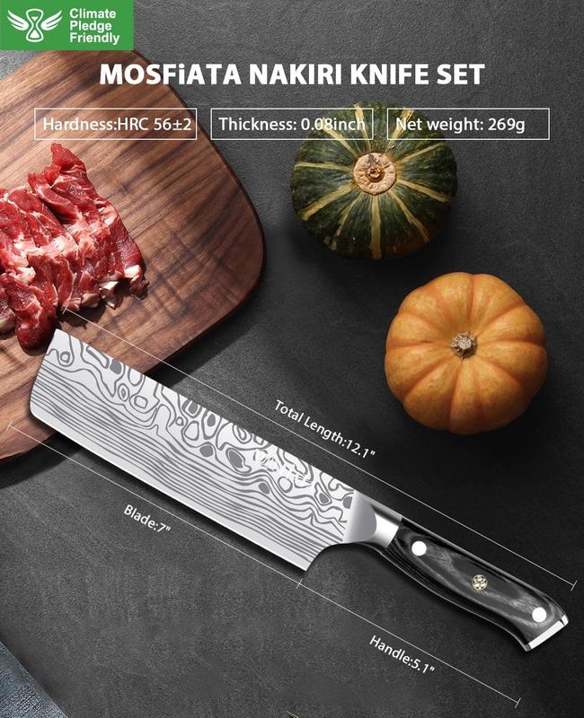 7" Nakiri Knife -  Nakiri Chef Knife High Carbon German Stainless Steel Nakiri V