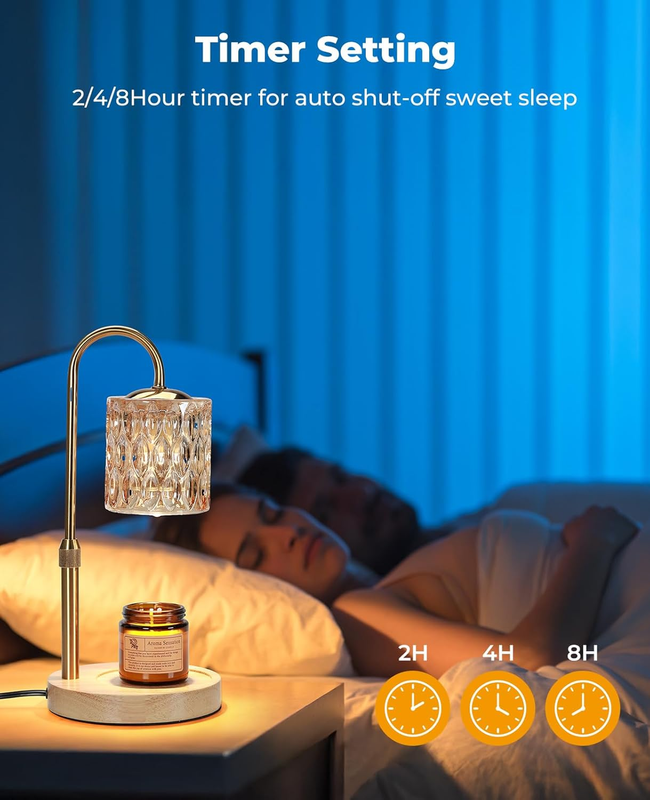 Candle Warmer Lamp, Candle Warmer with Timer and Dimmer, Adjustable Height, Elec