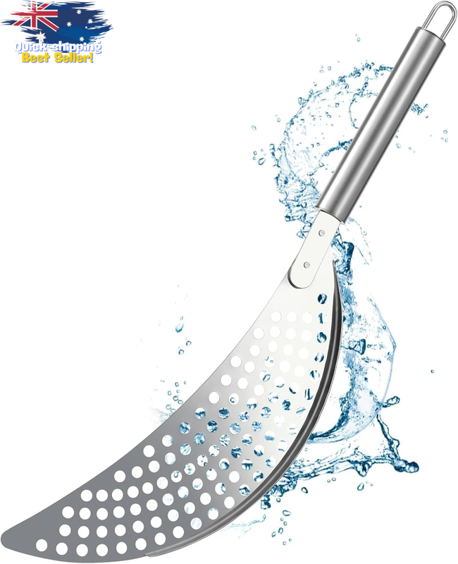 Stainless Steel Pasta Strainer with Handle, 1 PC Pot Drainer for Noodles & Veggi