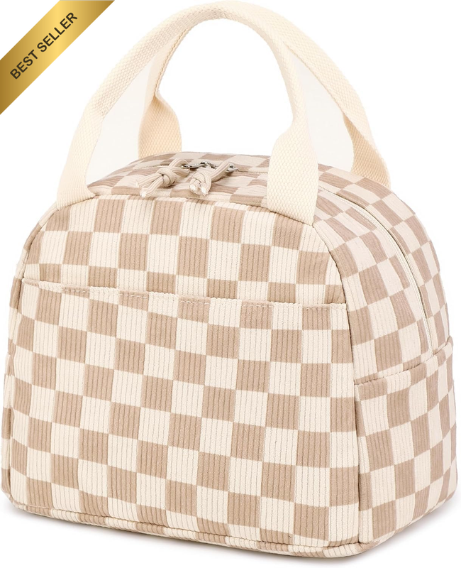 Lunch Bag ‌，Reusable Corduroy Lunch Box Keep Warm and Fresh for Work, Picnic, Tr