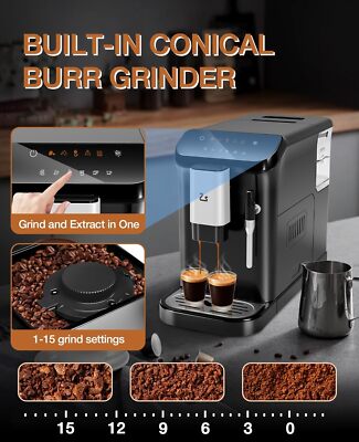 Fully Automatic Espresso Coffee Machine 20 Bar with Auto Milk Frother & Grinder