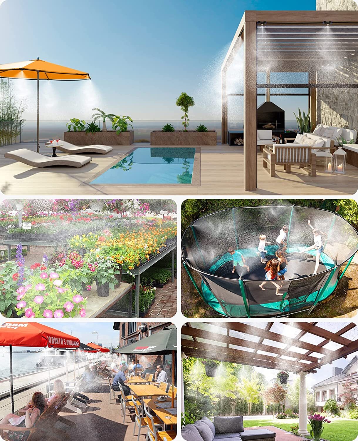 20-90ft Outdoor Patio Water Mister Mist Nozzle Misting Cooling System Fan Cooler