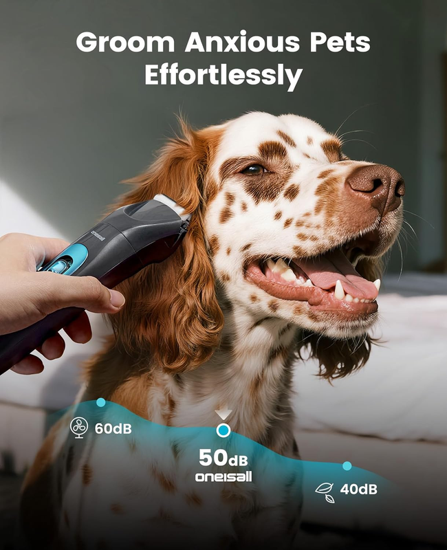 Silent Dog Clippers for Grooming, LED Light Dog Paw Trimmer Dog Nail Grinder, Re
