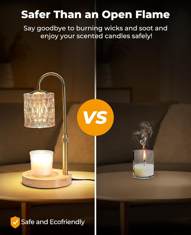 Candle Warmer Lamp, Candle Warmer with Timer and Dimmer, Adjustable Height, Elec