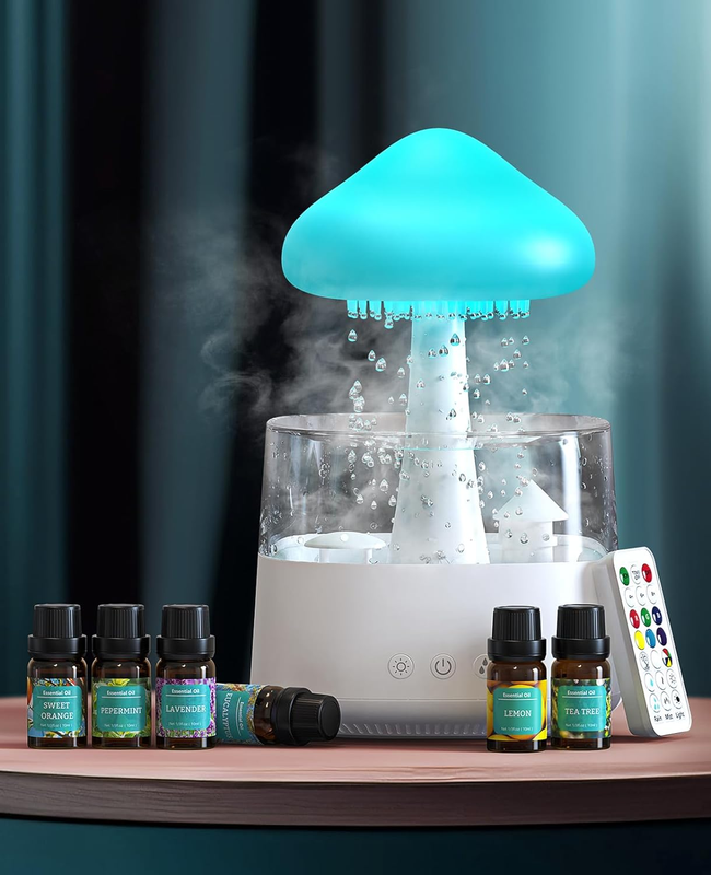 Rain Cloud Humidifier Water Drip, 2 in 1 Humidifier with Essential Oil Diffuser,