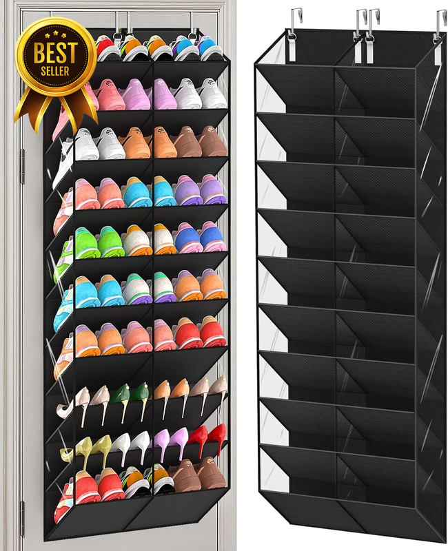Black 10-Tier Over-the-Door 30-Pocket Hanging Shoe Organizer