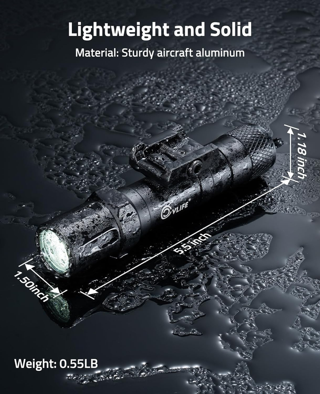 2000 Lumens Tactical Flashlight for Picatinny Rail, Picatinny Rifle Flashlight w