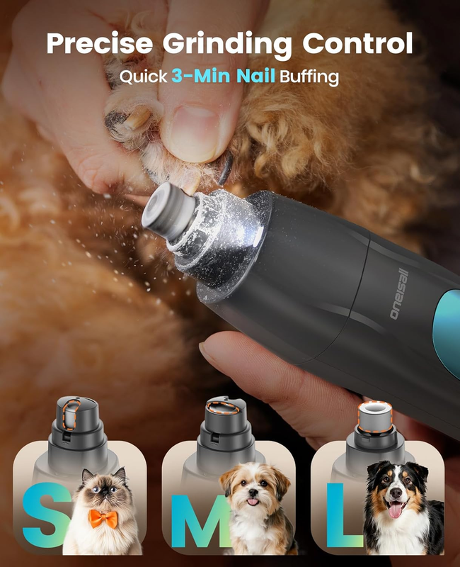 Silent Dog Clippers for Grooming, LED Light Dog Paw Trimmer Dog Nail Grinder, Re