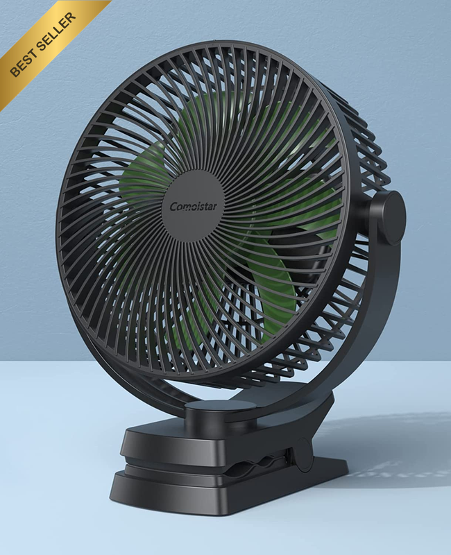 10000 Mah 8.5 Inch Clip-On Fan, Rechargeable Battery Operated Portable Fan with