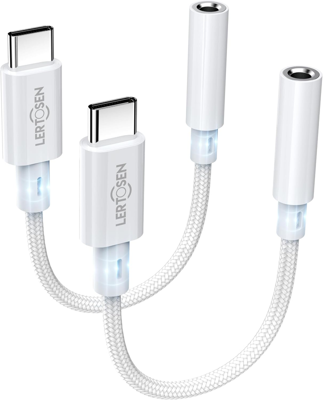 2 Pack USB C to 3.5mm Headphone Jack Adapter – HiFi Audio Dongle, Type C to Aux