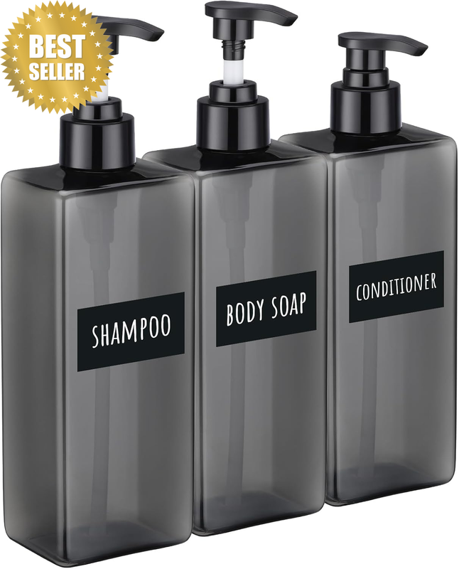 Shampoo and Conditioner Dispenser, 3 Pcs 500Ml Dish Soap Dispenser in Plastic, P