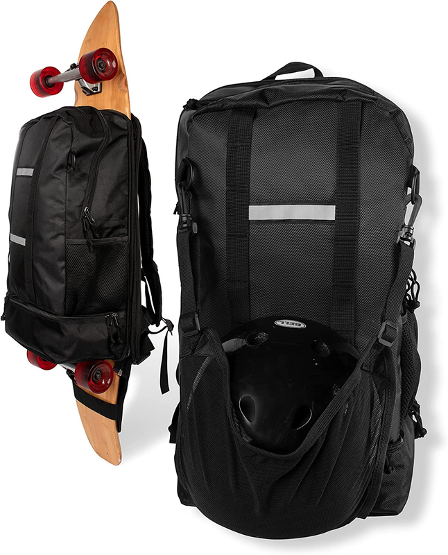 Skateboard Backpack for Any Size Longboard or Skate Board &ndash; Large Waterproof Tra