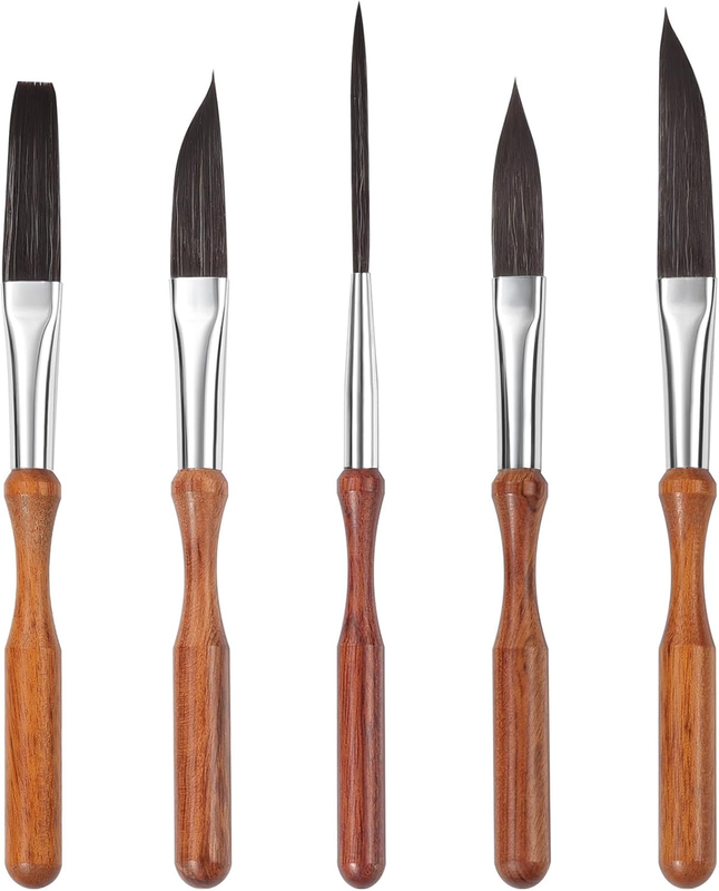 Professional Synthetic Squirrel Hair Brush Set-5Pcs Detail Pinstriping Brushes f