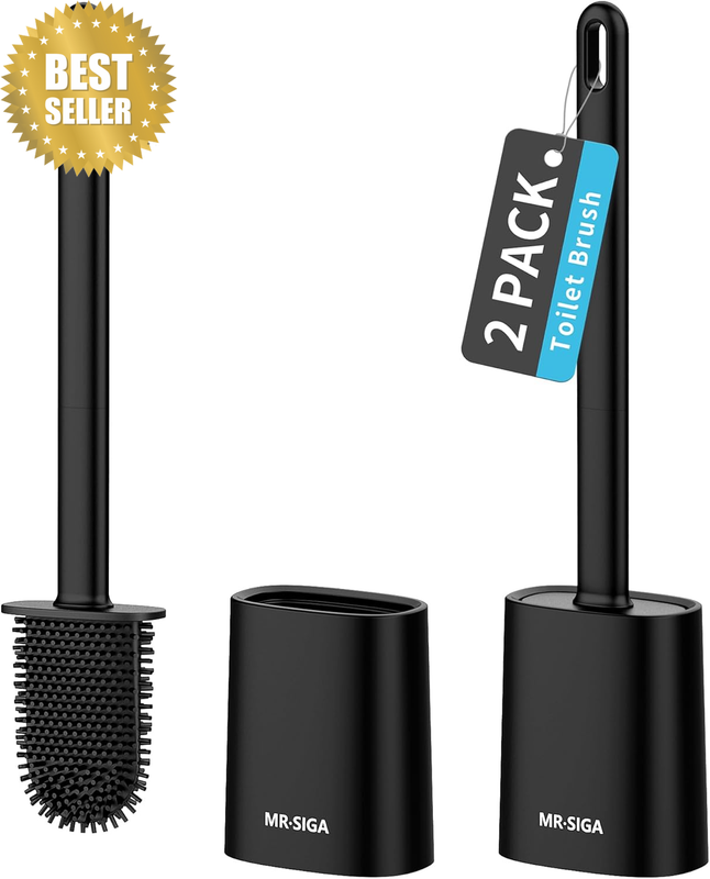 Toilet Brush and Holder Set, Wall Mounted Toilet Bowl Brush, Compact Toilet Scru