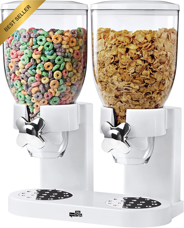 KCH-06123/GAT201C Indispensable Dry Food Dispenser, Dual Control, White/Chrome