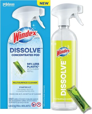 Windex Dissolve Concentrated Pods, Multisurface Cleaner Starter Kit W/ 1 Pod