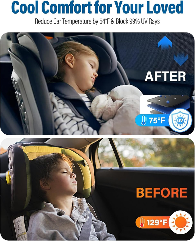 Car Window Shades 2 Pack,  Side Car Window Sun Shades for Baby, Anti-UV Protecti