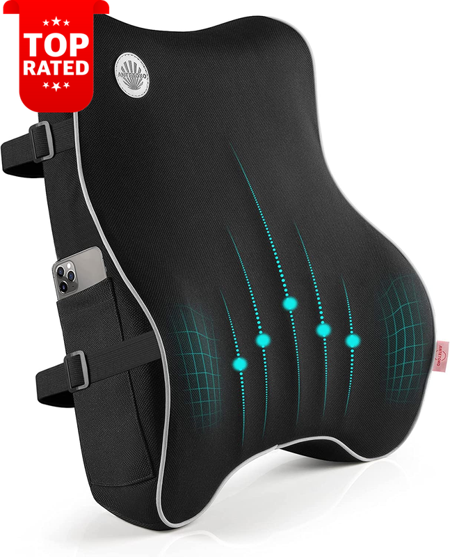 Lumbar Support Memory Foam Pillow for Office Car Chair Ergonomic Black