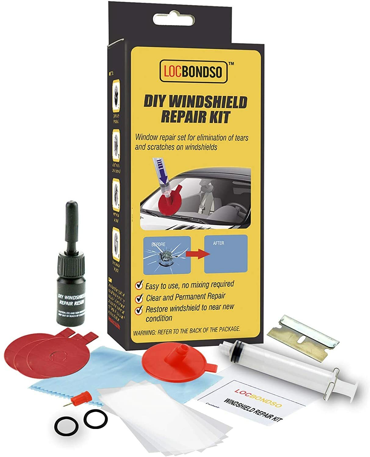 Kit Resina Ripara Vetri Per Riparazione Parabrezza Vetri Auto Fai Da Te awe