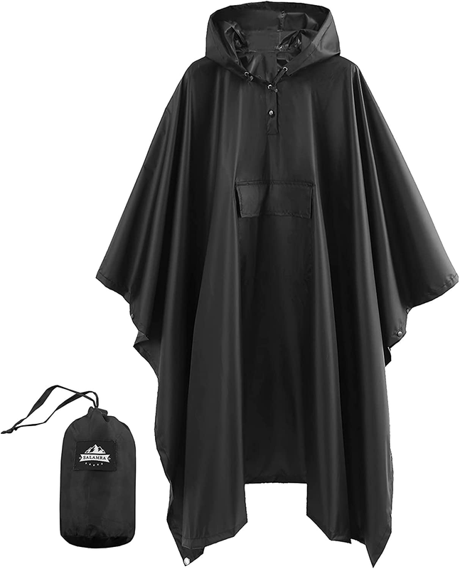 Hooded Rain Poncho Waterproof Raincoat Jacket for Men/Women/Adults with Pocket