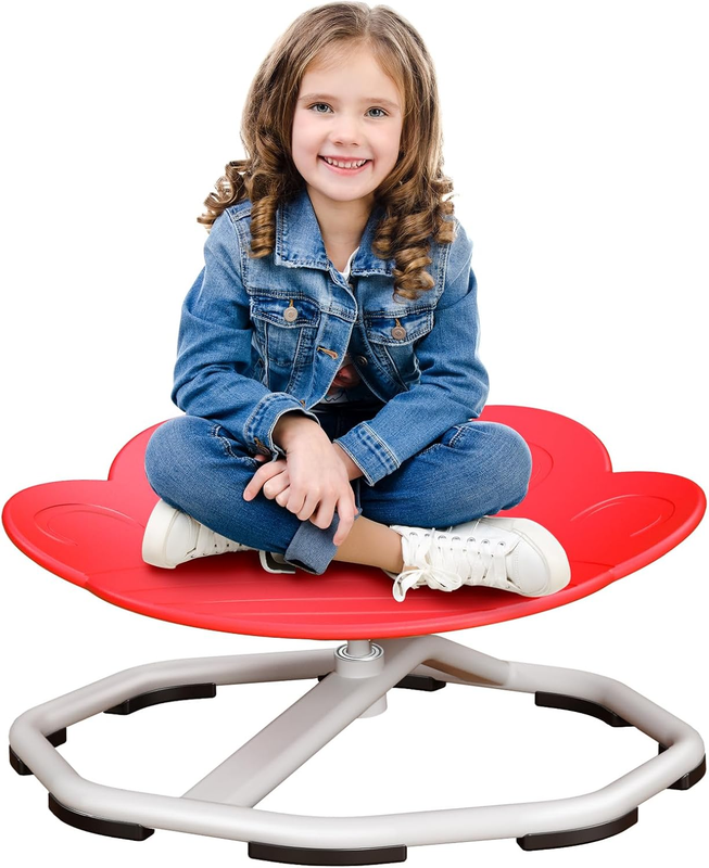 Sensory Swivel Chairs for Kids, Spinning Chair for Autistic Kids, Sit and Spin Sensory Toys, Training Body Coordination, Autism ADHD Chairs Indoor Outdoor Play Equipment (Red)