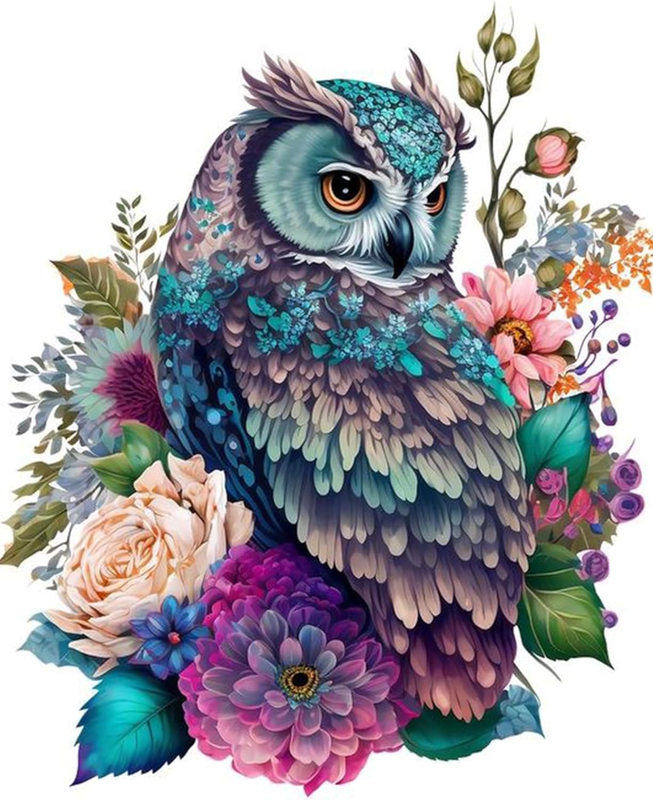 Owl Diamond Art Painting Kits for Adults, Full Drill Diamond Dots Paintings for
