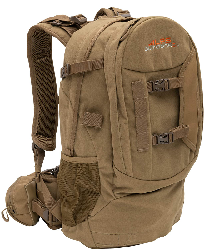 Tan Tactical Hunting Backpack with Bow Rifle Holder Gun Carry Archery Day Pack