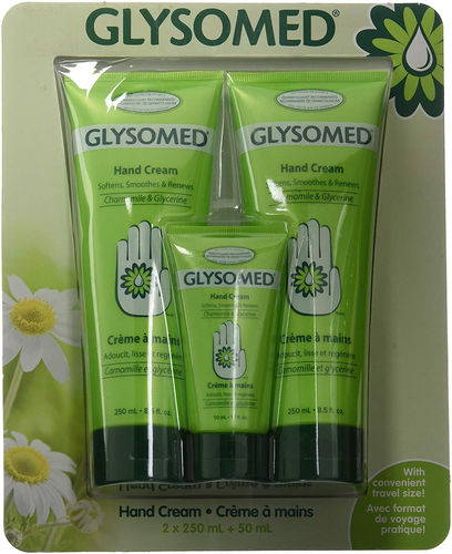 Glysomed Hand Cream Combo 3 Pack 2 X Large Tube 8.5 Fl Oz + 1 X Purse Size 1.7