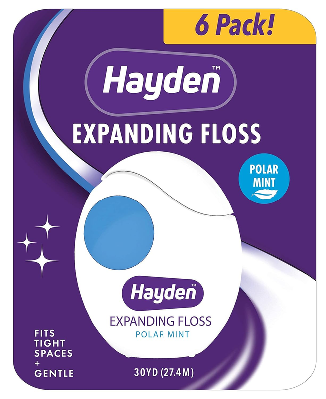 Expanding Dental Floss | 6 Pack | Polar Mint Woven Floss with anti Tartar Actives for Gentle Care | 180 Yards