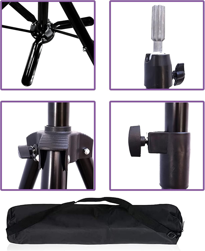Sturdy and Adjustable Wig Stand Tripod, Foldable Tripod Metal Mannequin Head Sta