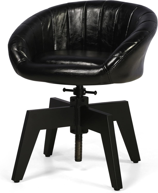 Single Leisure Sofa, Adjustable Swivel Home Office Desk Seat, Padded Leather with Metal Legs, Modern Accent Designer Furniture, Vanity Reception Coffee Dining Chair, Living Room Side Seating