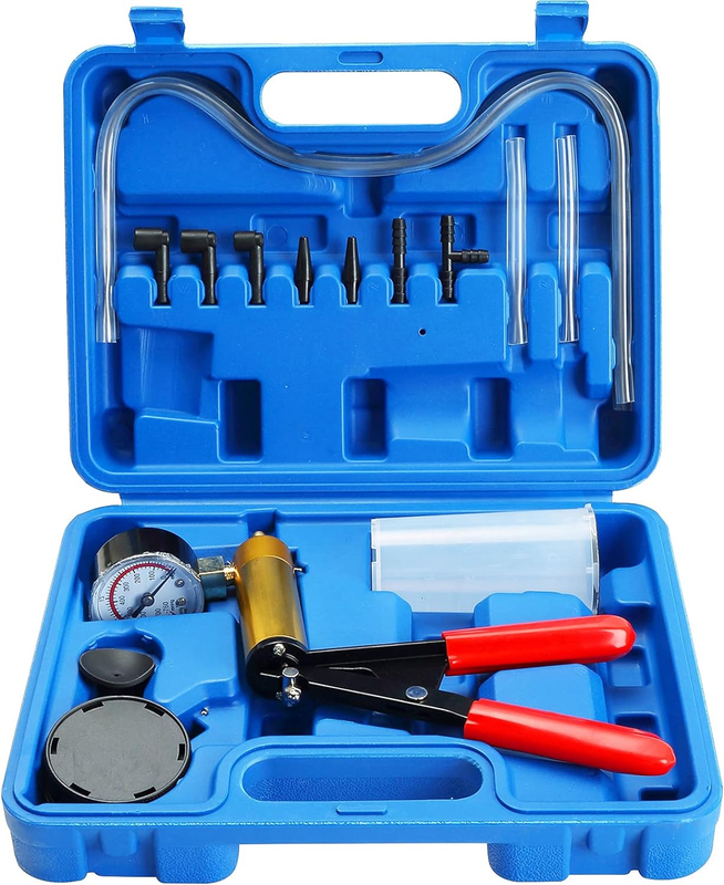 Hand Held Vacuum Pump Tester Set Vacuum Gauge and Brake Bleeder Kit for Automoti