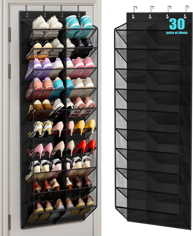 30 Pairs over the Door Shoe Organizer Breathable Mesh Hanging Shoe Rack for Clos