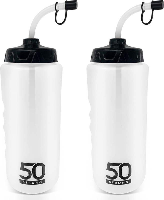 With Straw | 2-pack Hockey Water Bottle With Long Straw | E