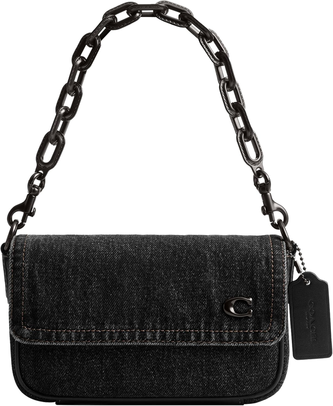 Coach Charter Flap Crossbody Bag 18 in Denim, Washed Black