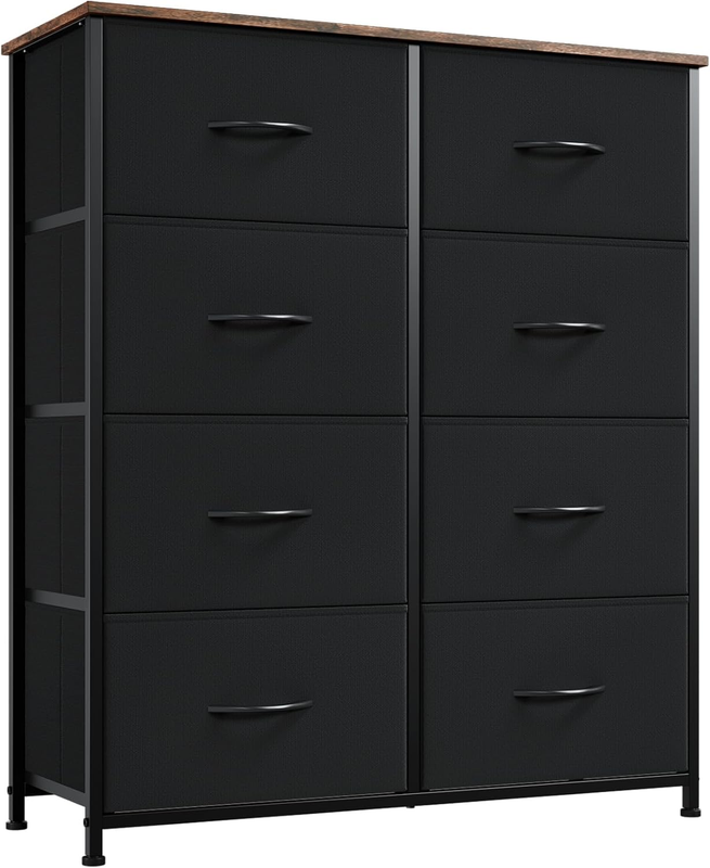Dresser for Bedroom with 8 Drawers, 4-Tier Wide Storage Chest of Drawers with Re