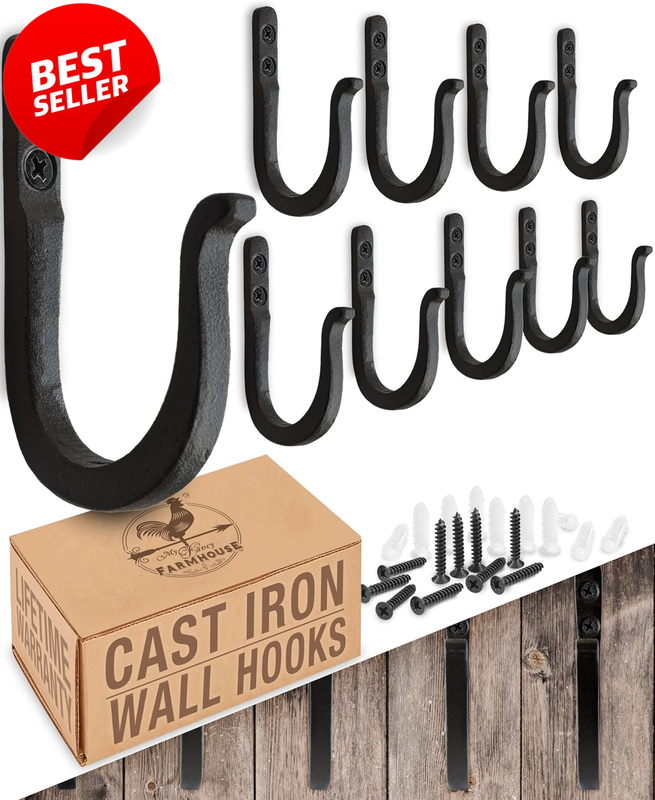 10 Pack Railroad Spike Cast Iron Wall Hooks Farmhouse Vintage Coat Hooks - US