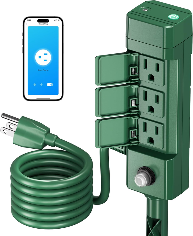 Outdoor Smart Plug WiFi Waterproof 6 Outlet Stake Alexa Google...