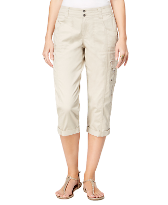 Style & Co Womens Petite Cargo Capris Pants (8 Petite, Stonewall)