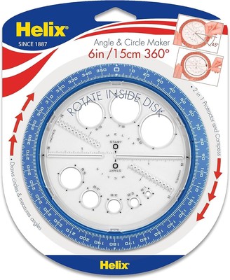 Helix Angle & Circle Maker Protector Circle Templates 360 Degree 6'' Colors Vary
