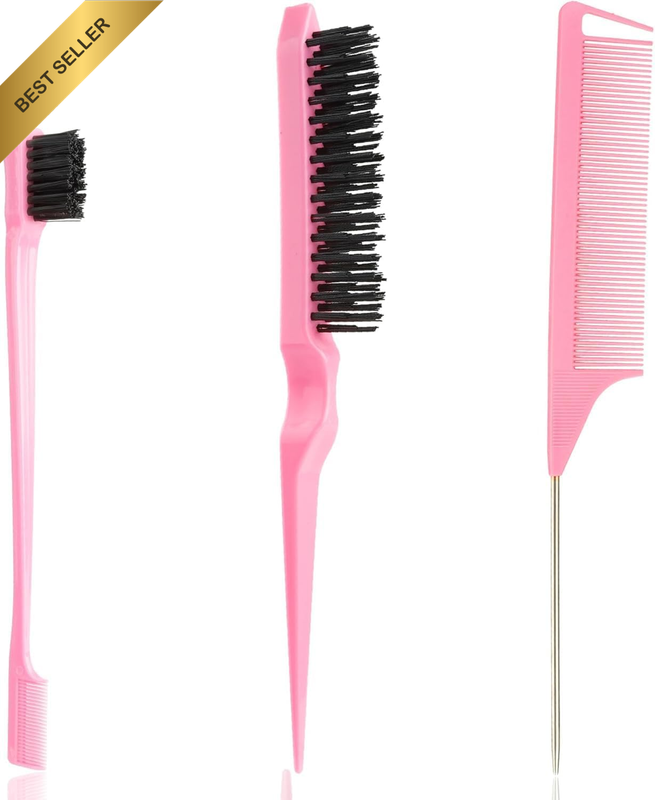 Slick Back Hair Brush Set for Women and Men Boar Bristle Brush, Styling Comb, Cu