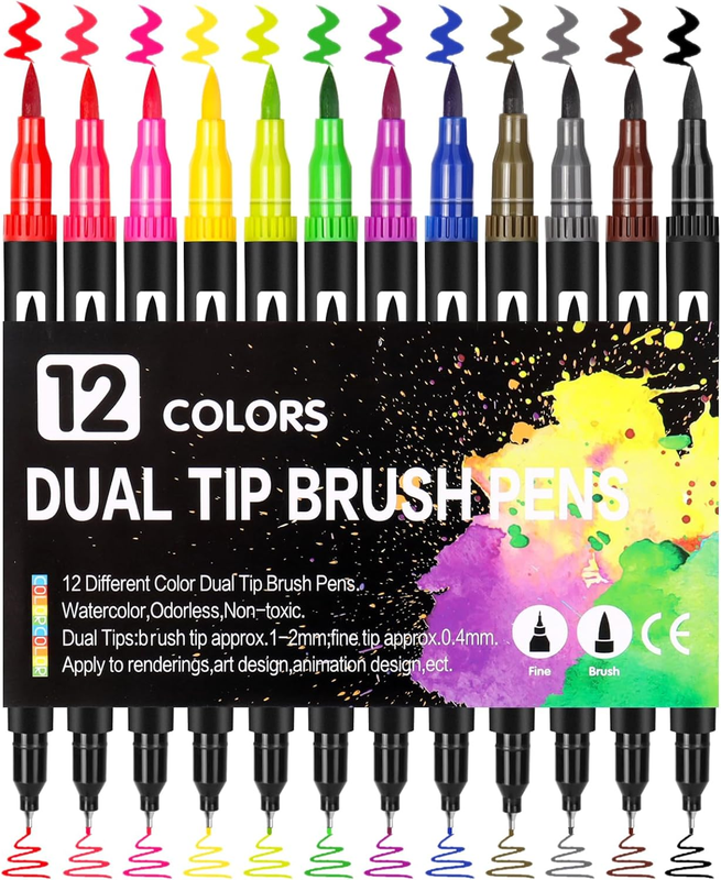 , 12 Fine Point Coloring Markers For Kids Adult