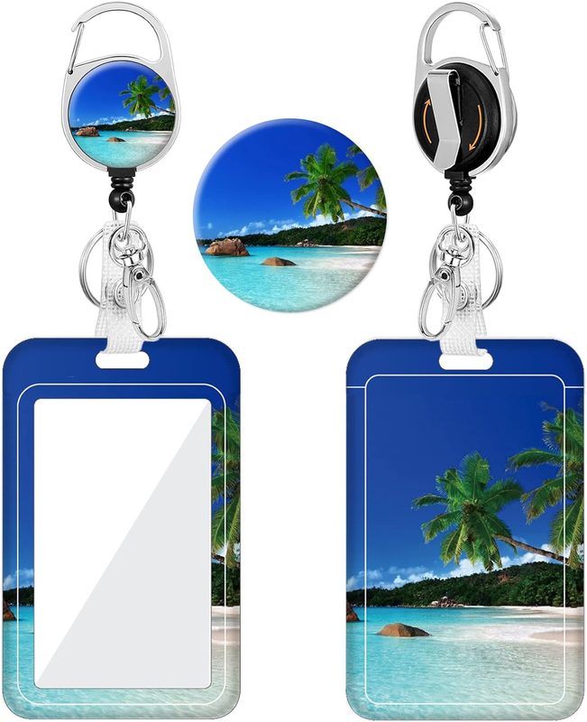 Badge Reel Retractable Badge Holder with Swivel Belt Clip Carabiner, Plastic Ver