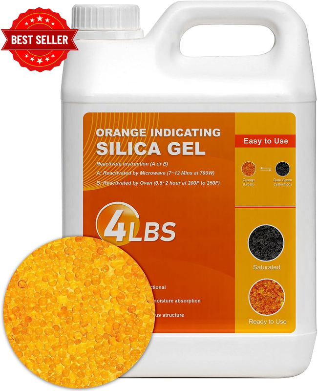 4 LBS Silica Gel – Reusable Desiccant Beads, Moisture Rechargeable Bead, Indicat