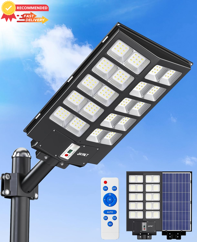 5200W Solar Street Light 520000Lm 6500K Dusk to Dawn Motion Sensor Flood Light