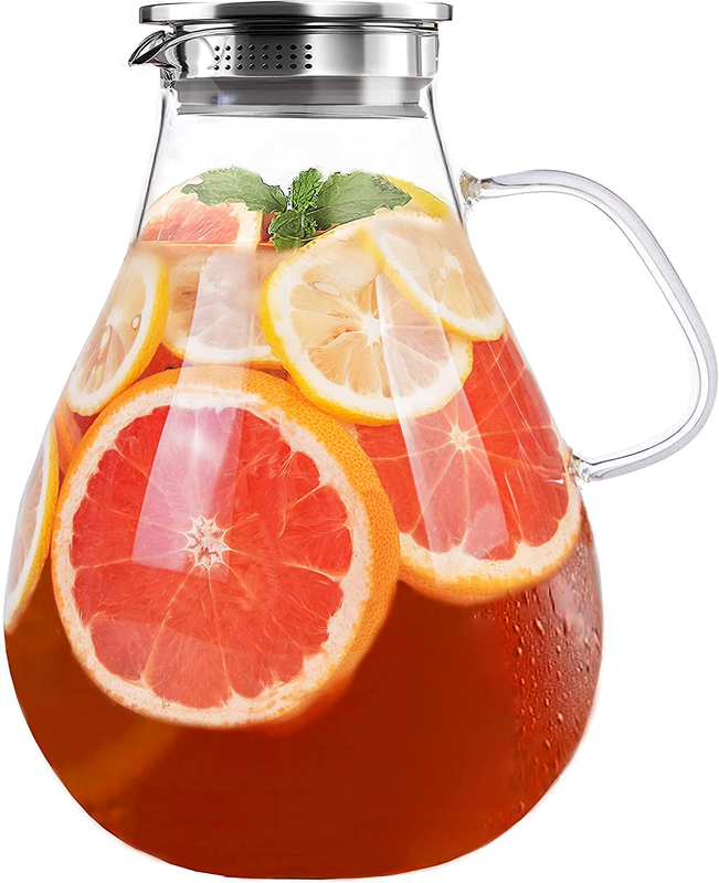 Glass Pitcher with Lid - Water Carafe 108 Oz - 3000ML Iced Tea, Juice, Milk, Cof