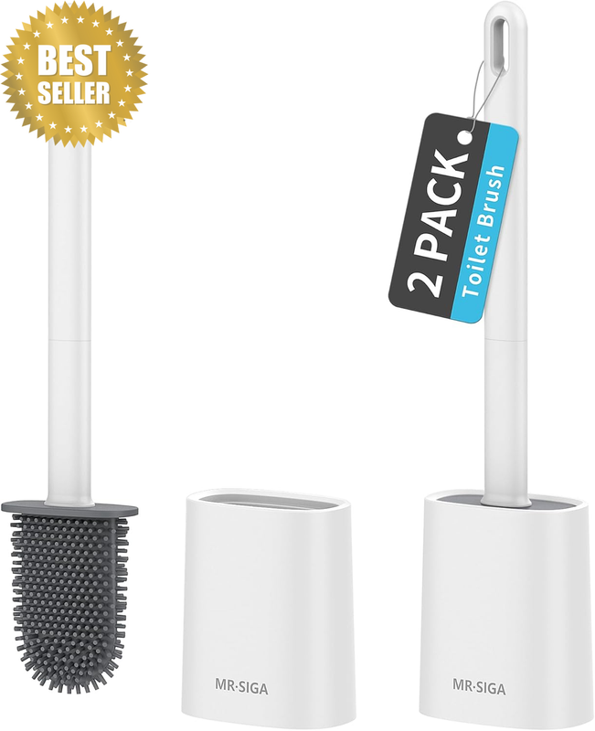 Toilet Brush and Holder Set, Wall Mounted Toilet Bowl Brush, Compact Toilet Scru