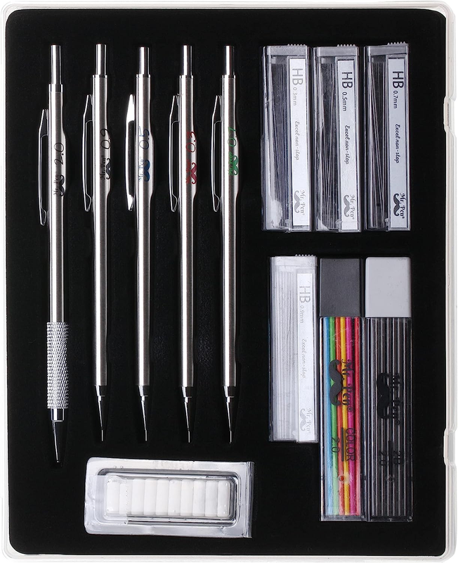 Set With Lead And Eraser Refills, 5 Sizes, 0.3, 0.5, 0