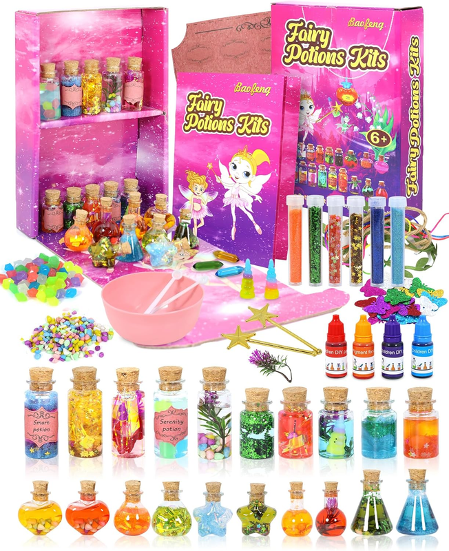 Magic Potions Craft Kit for Kids with 20-Piece Potion Bottles – Creative Fairy P
