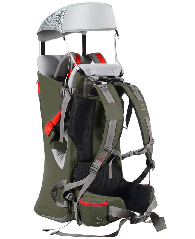 Baby Backpack Carrier, Ergonomic Child Carrier Hiking with Sun Canopy, Safe Todd
